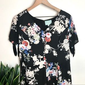 Anthro | Black Floral Dress